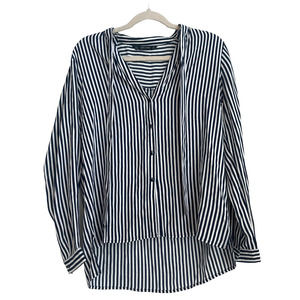 Zara Basic Navy and White Nautical Pinstripe Button Up With Tie
